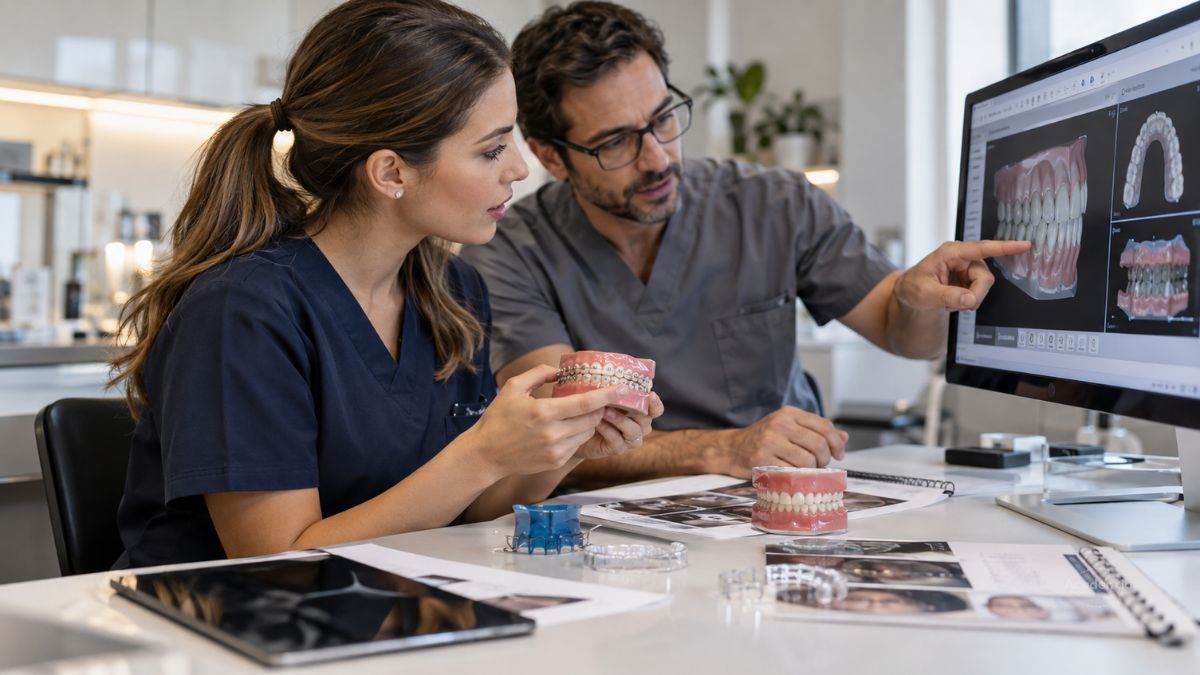 Higienista dental durante una formación especializada en ortodoncia